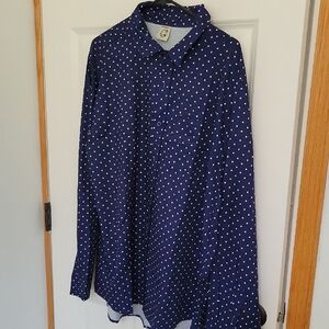 Men's Navy Polka Dot Dress Shirt